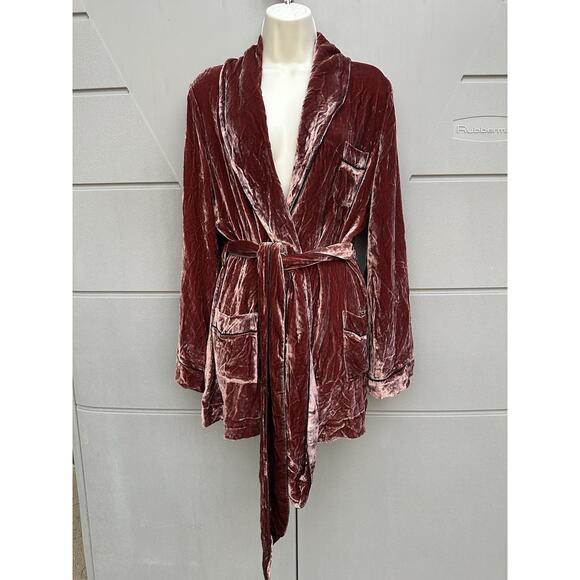 Sleeping With Jacques Net Sustain Bon Vivant Belted Velvet Robe Copper sz US 6 - Picture 8 of 16